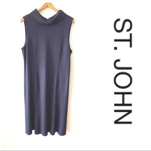 ST.JOHN Sleeveless Knit Cowl Neck Midi Dress